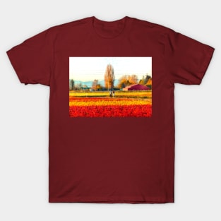 Strolling Through Tulip Fields in Skagit Valley T-Shirt